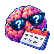 FuckWhatDay: a brain in sunglasses holding a calendar